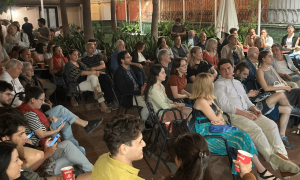 Two hundred people celebrate the European election night