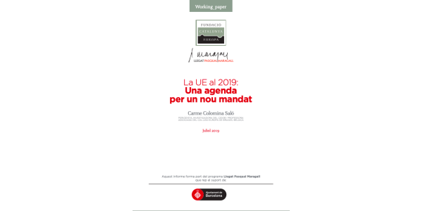 La UE al 2019: Una agenda per un nou mandat